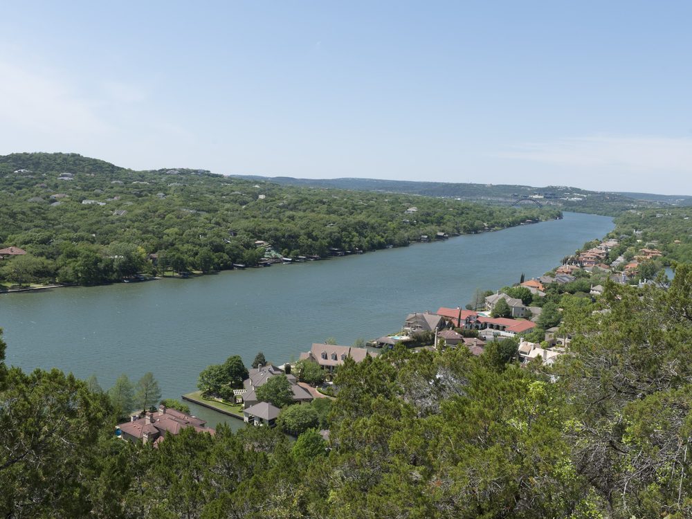 The view over Lake Austin from Mount Bonnell